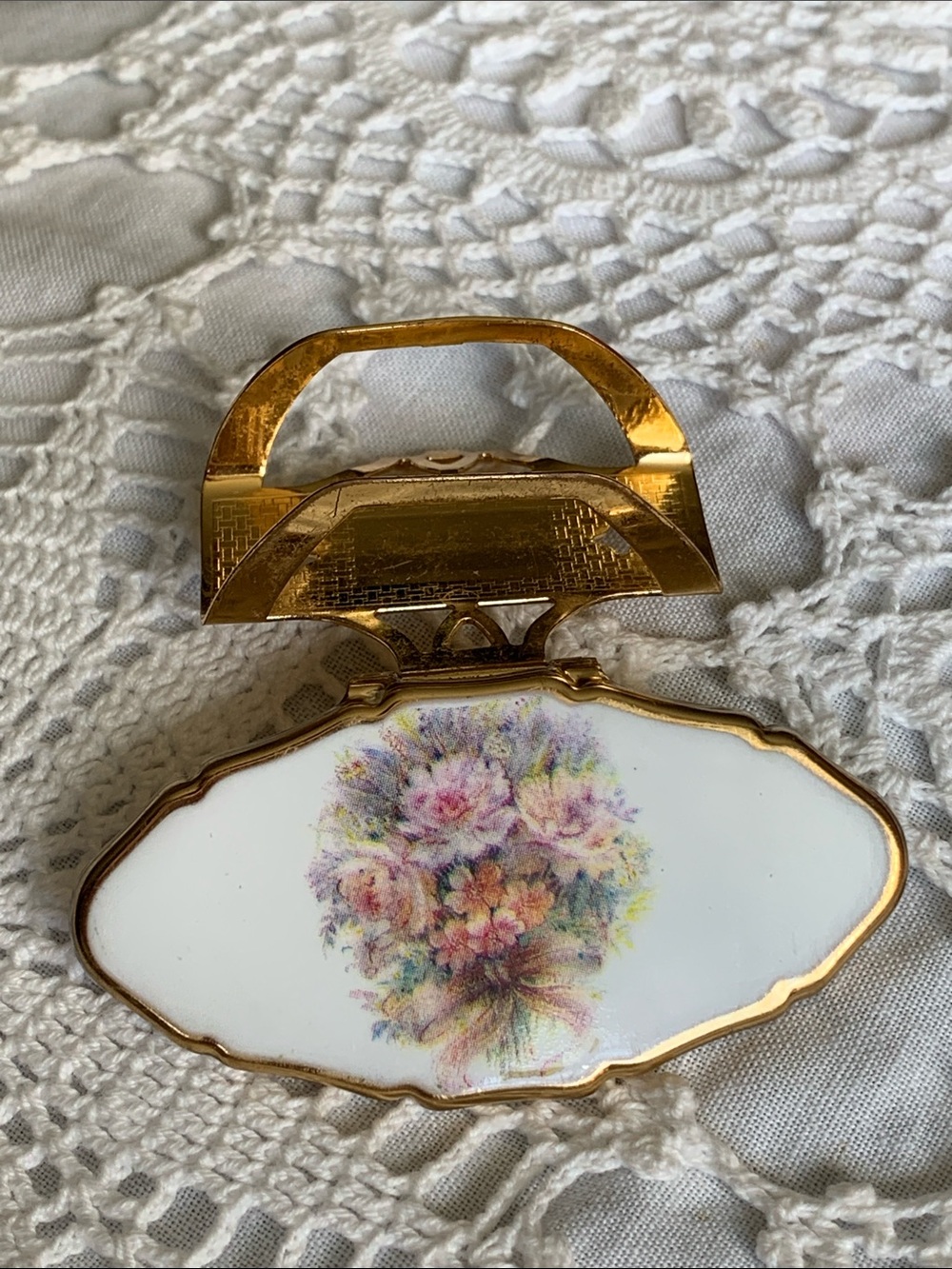 Vintage Stratton England gold plated mirrored lipstick holder compact